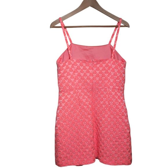 Milly Dress Floral Cloque Bernadene Mini Textured Embroidered Neon Melon Coral P - Picture 2 of 12